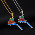 Manufacturer Enameled Eritrea Map Chain Necklaces Stainless Steel 18K Gold Plated Enamel Eritrea Flag Map Pendant Necklace
