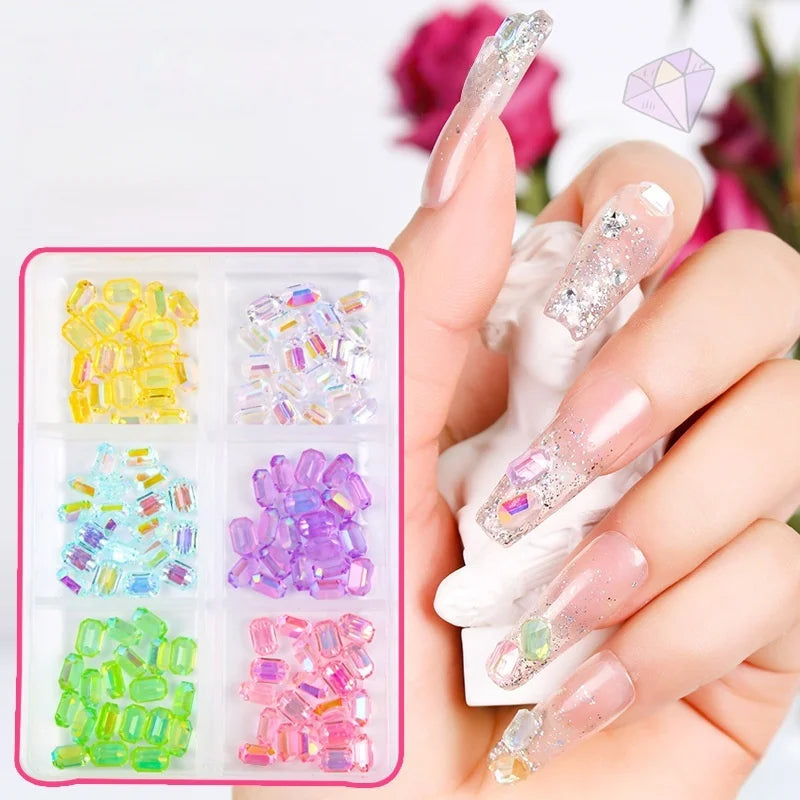 Wholesale 50pcs/bag Aurora Diamond Diy Nail Art Flat Back Stone Designs Nail Art Rhinestones