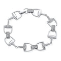 925 Sterling Silver Women's Bracelet Beaded Chain Link 14K Gold Plated Wide Cuban Curb Link Bracelets with Cubic Zircon Diamond