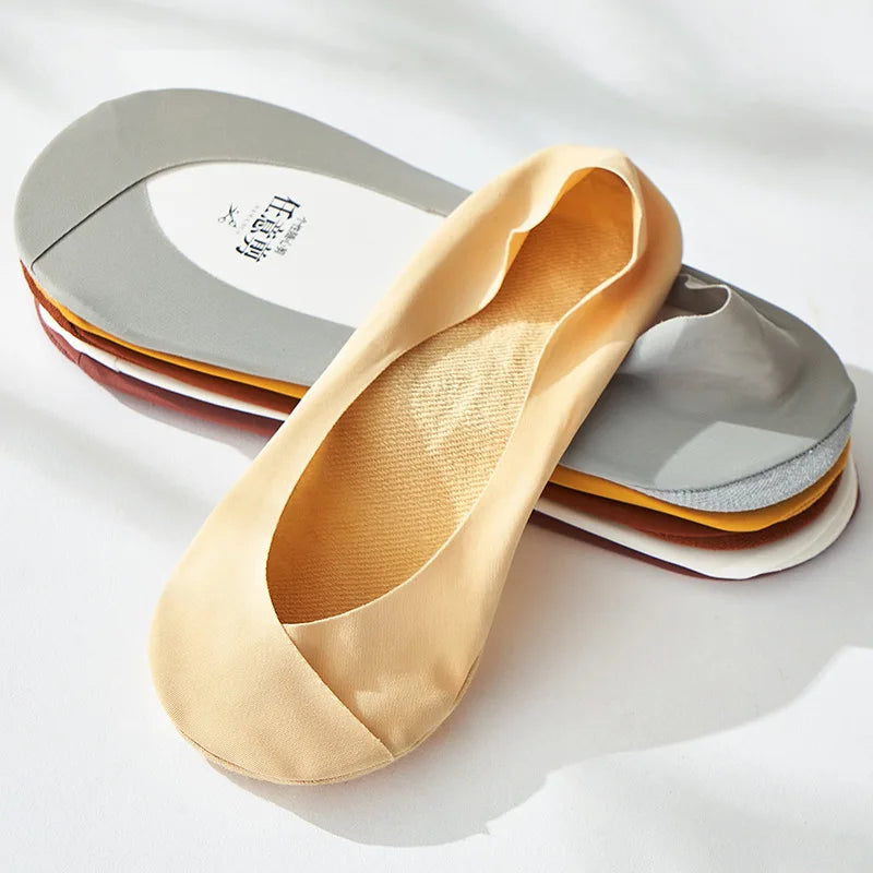 High-quality Summer Women Non-Skid Slip Sock Invisible Thin Ice Silk Pure Color for Flats Boat Sock