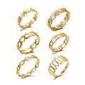 Korean Stainless Steel Accessories Geometric Hollow Ring Statement Roman Numerals Heart Ring for Women