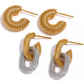 JINYOU 1884 Factory Bulk 18K Gold Plated Stainless Steel Geometric Earrings Jewelry Accessories Waterproof Bijoux