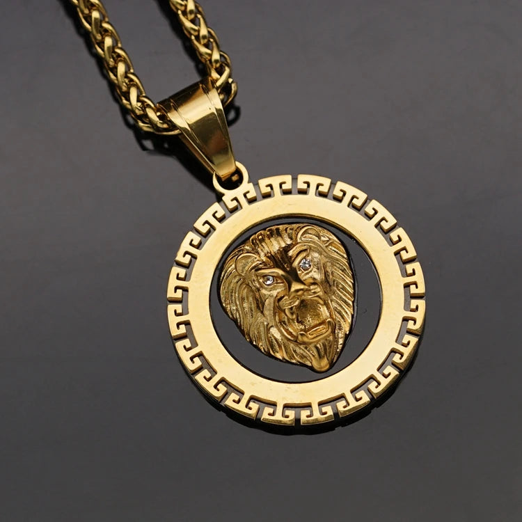 Wholesale Fine Jewelry Pendants Charms Stainless Steel Punk Gold Lion Head Necklace Fashion Pendant for Men Jewelry Making