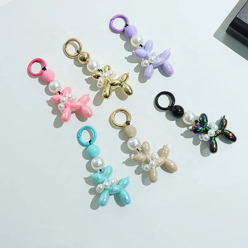 Fashion Metal Punk Jelly Balloon Dog Keychain with UV Printing for Women's Bags Pendants Cars-Colorful Coin Holder