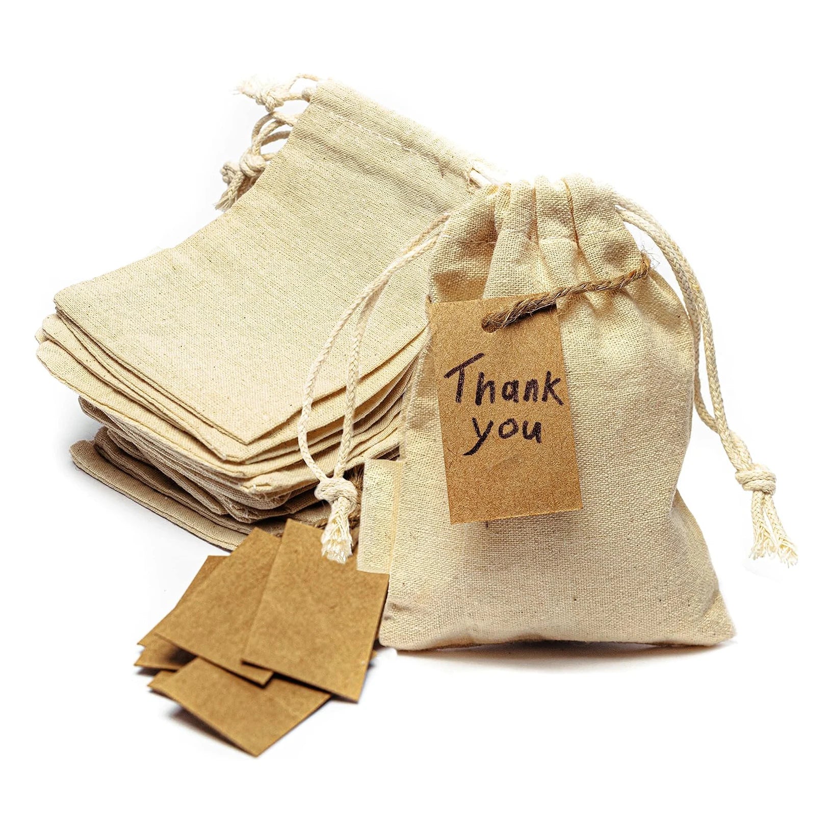 Wholesale Jewelry Home Goods Christmas Banquet Reusable Cotton String Muslin Linen Gift Bags Small Mini