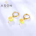 Ason New Fashion Jewelry Girl Stainless Steel Lemon Earrings Wholesale Summer Hoop Earrings With Pearls