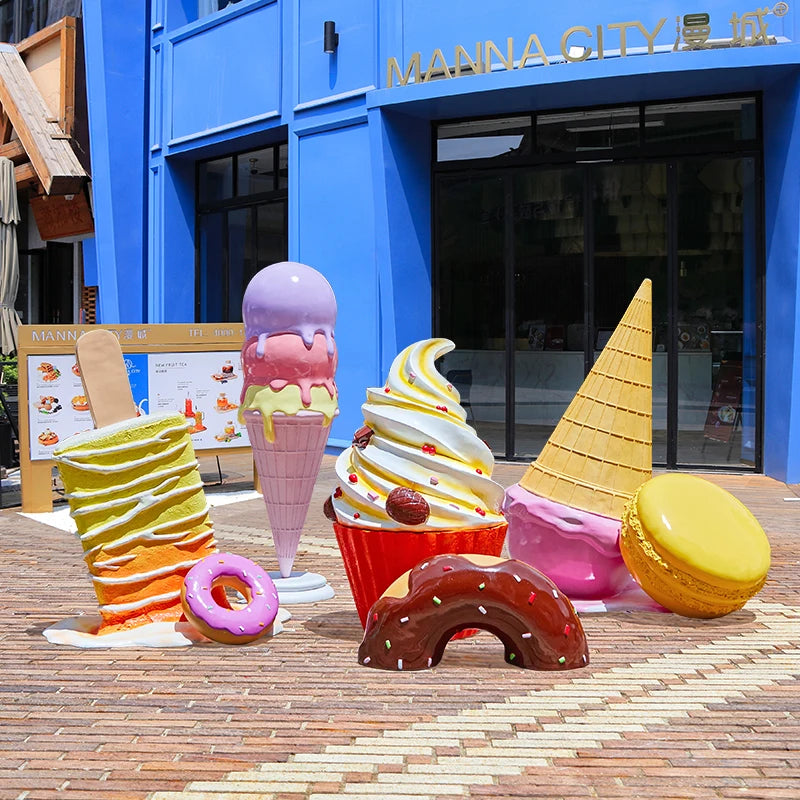 Restaurant Dessert Shop Fiberglass Ice Cream Semi-melted Ice Cream Creative Melting Ice Cream Cone Props
