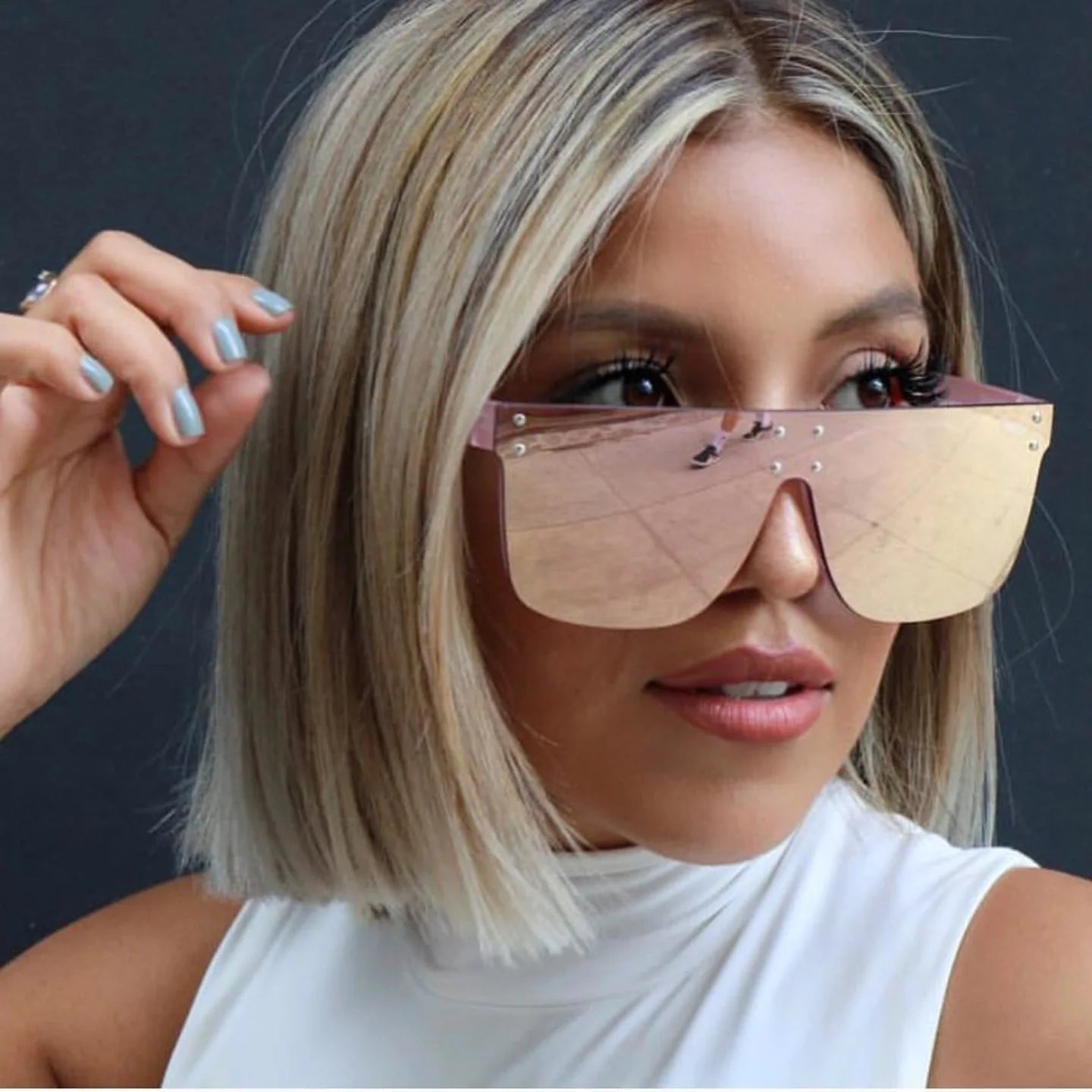 95105 2025 New Fashion Sunglasses Mirror Pink Lens Custom Frameless Sunglasses Men's Brand Men Trending Sunglasses for Women