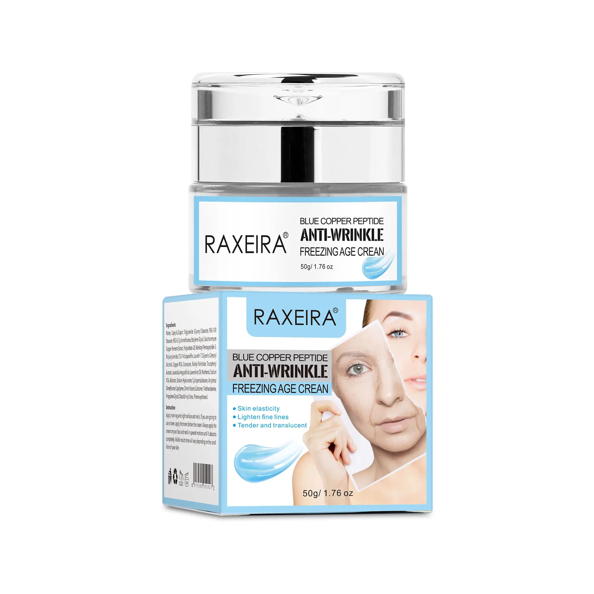 Wholesale Hot Selling Vegan Blue Copper Peptide Moisturizing Anti-wrinkle and Anti-aging Firming Repairing Facial Cream 50g