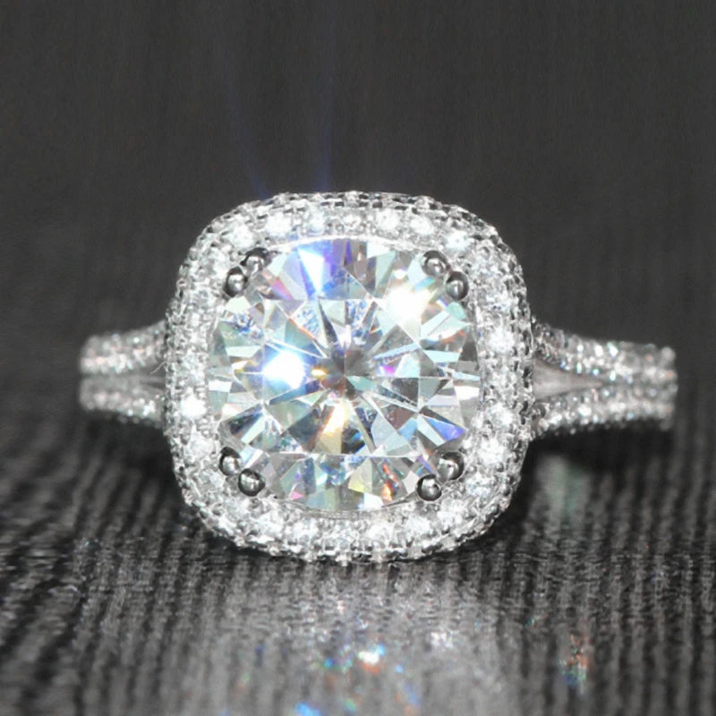 CAOSHI Classic Design Wedding Rings Ladies Silver Coating Round CZ Zirconia Bridal Promise Ring for Women