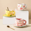 Wholesale Cute Flower Coffee Mug With Tray Ceramic Coffee Mug