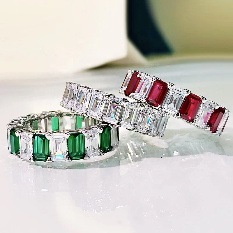 Wholesale Fashion Ring 925 Sterling Silver Jewelry 5A Cubic Zirconia Band Ring Women CZ Gemstone Tennis Ring