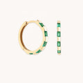 LOZRUNVE Elegant Jewelry Manufacturer 925 Sterling Silver Delicate Baguette Pink Emerald Gold Hoop Earring