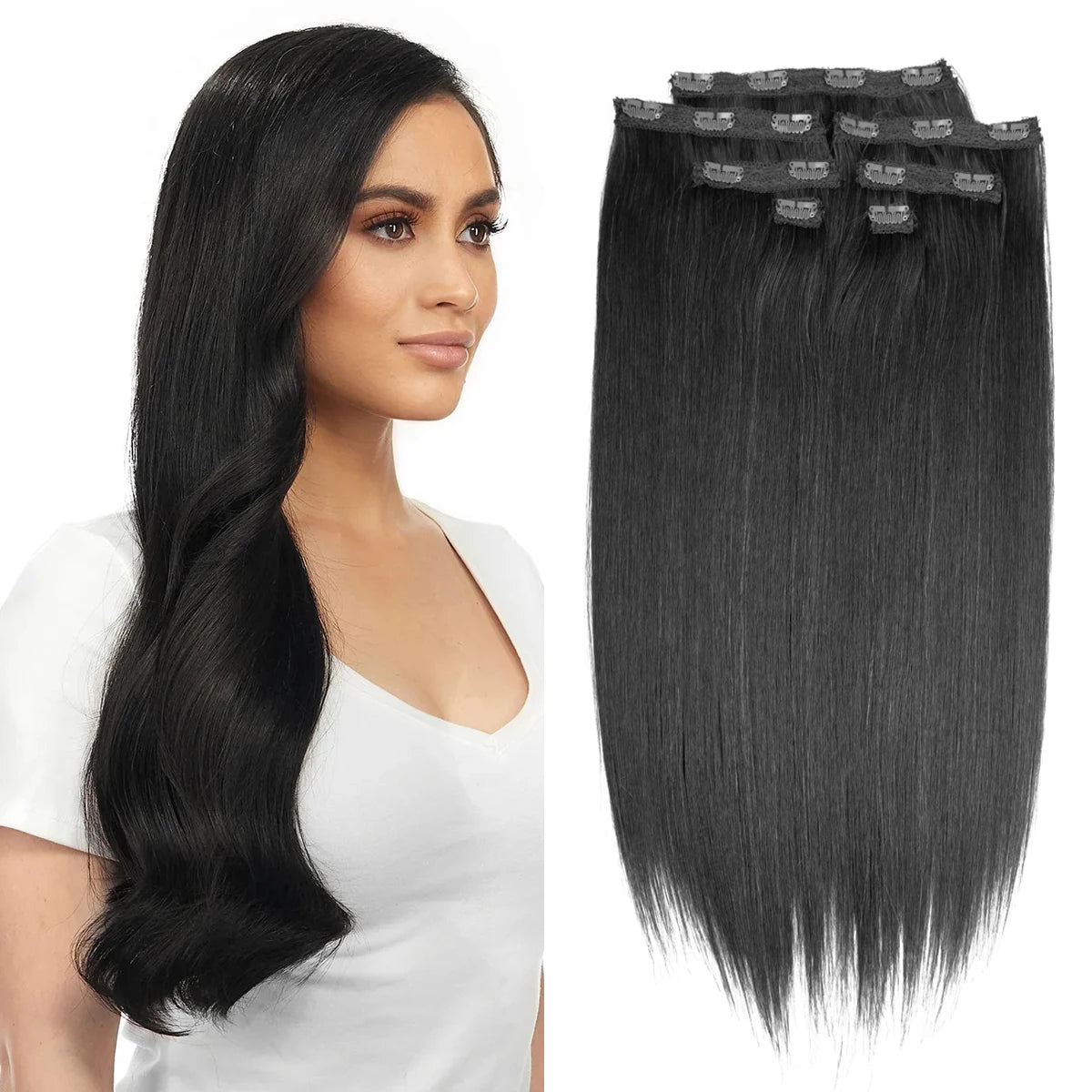 Wholesale 7pcs Long Straight Super Wave Hairpieces Extension Seamless High Temperature Fiber Clip-in Hair Extension for Women