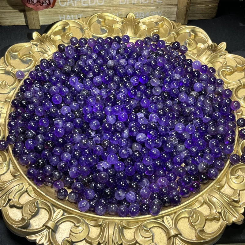 Mini Size 1cm Natural Purple Amethyst Sphere Polished Heart-Shaped Healing Gemstone Ball Home Decoration