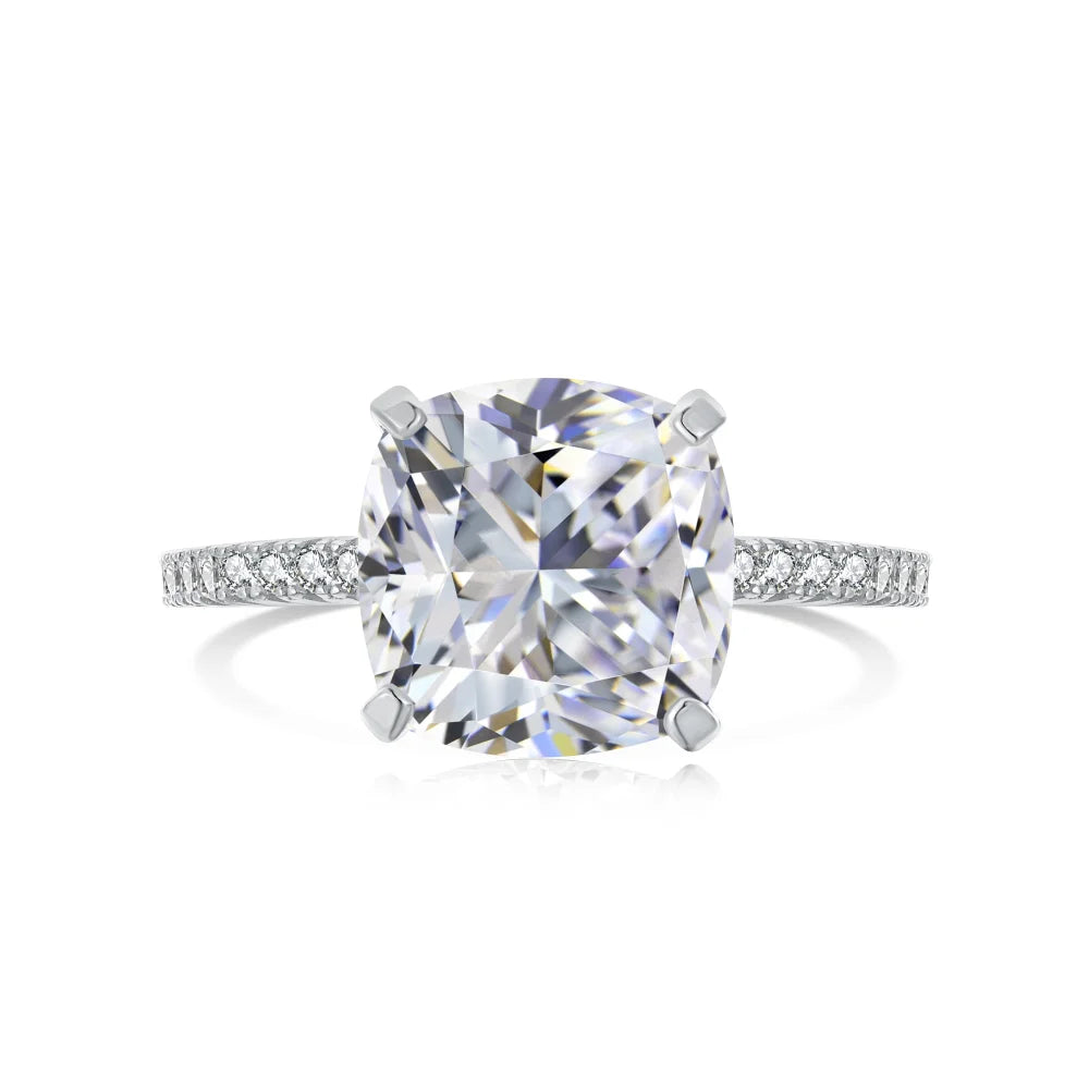 Dylam Newest S925 Silver Square 5A Cubic Zirconia Engagement Eternity Band Infinity Statement Baguette Pink Wedding Rings