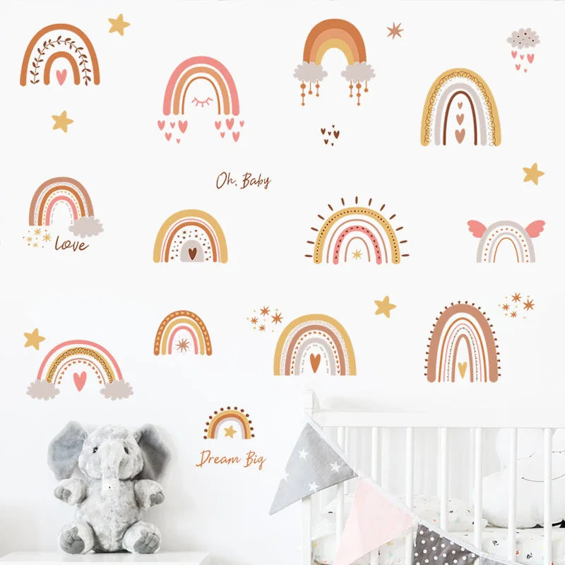 Kids Room Decoration Self Adhesive Cartoon rainbow Wallpaper Wall Sticker