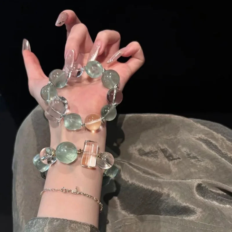 Luxurious High-end Natural Crystal Pure Body Bubble Bracelet for Women Fashionable and Versatile Gift for Girlfriend
