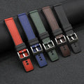 Custom Logo Waterproof Quick Release Hybrid Rubber Watch Strap 20mm 22mm 24mm Soft Rubber + Leather Wristbands