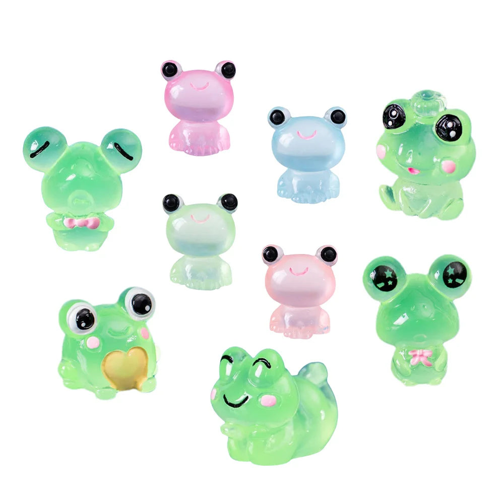 Cute Glow in the Dark 3d Miniature Resin Frog Pendant for Keyring Jewelry Making