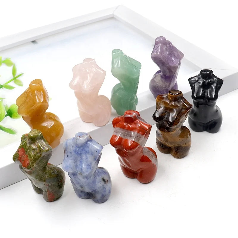 Natural Crystal Carved Female Body Sculpture Healing Stone Goddess Figurine for Home Decor Wholesale Chakra Energy Gift