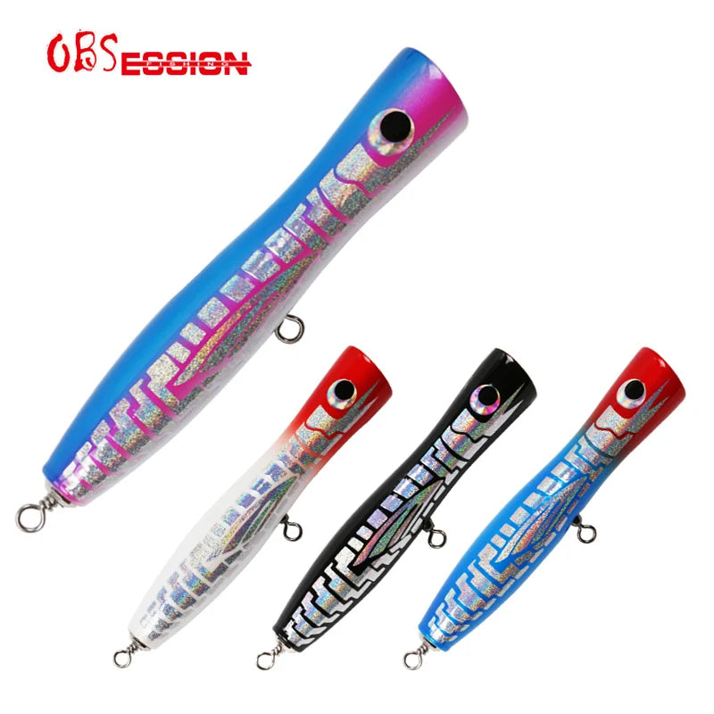 WD116 Wooden Popper Lure Handmade Hard Trolling Fishing Baits Wood Lure Popping Bait Top Water Lure