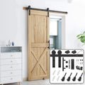 RHETECH Adjustable Roller Wooden Barn Door Hardware Kits Black Sliding Floor Guide for Interior Sitting Durable Steel Rustic