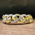 CAOSHI Vintage Style Cubic Zirconia Cross Chain Design Rings for Fashion Party Hip Hop Gold Plated Band Rings for Women and Men