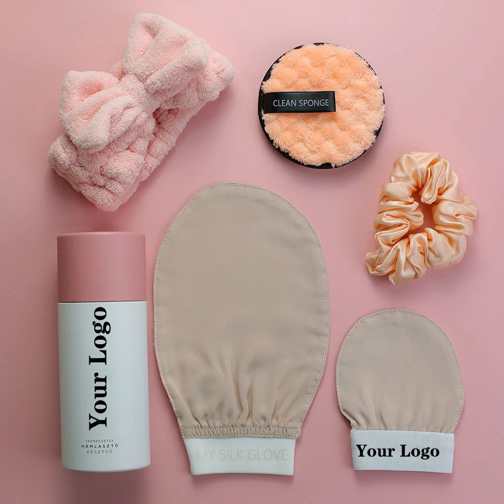 Nouveau Design 100% Soie Pure  Raw  Exfoliante Serviette Corps Brosse Femmes Gants En Soie Naturelle Exfoliante Ser