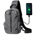 Small Crossbody Shoulder Bag Daypack Cycling Walking Waterproof Sling Chest Bag With USB Charging Port