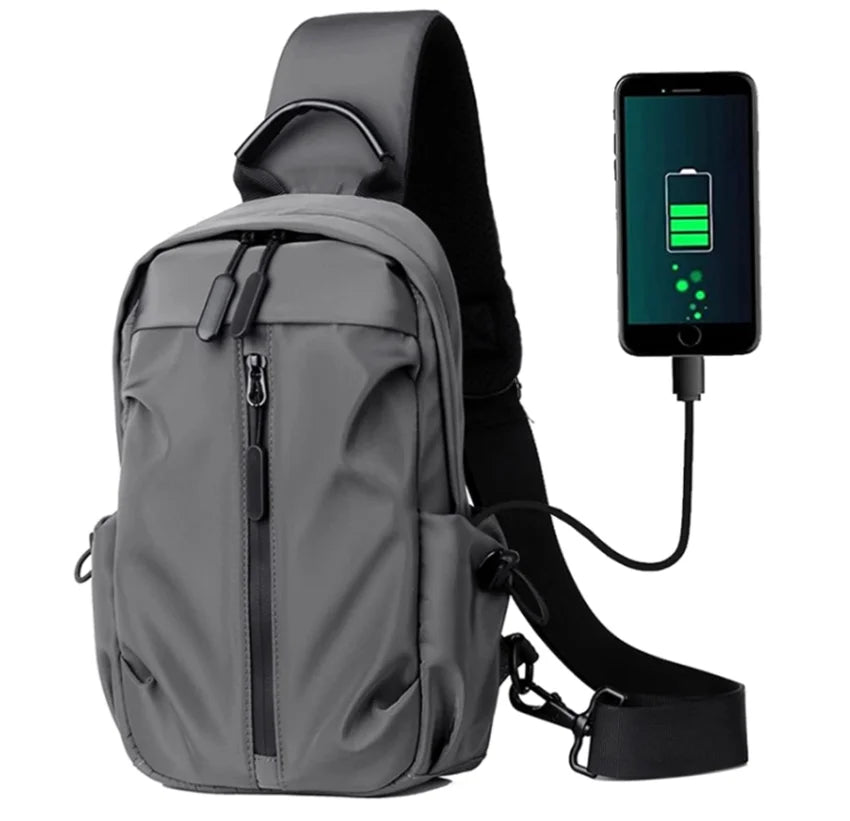 Small Crossbody Shoulder Bag Daypack Cycling Walking Waterproof Sling Chest Bag With USB Charging Port