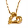 JINYOU 3080 Minimalist 2025 Heart Love Hollow Necklace Pendant 18K Plated Stainless Steel Charm Romantic Jewelry Bijoux Femme