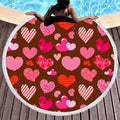 All Over Print Microfiber Round Beach Towel 3D Printed Fringe Round Blanket Beach Towel Love Yoga Mat