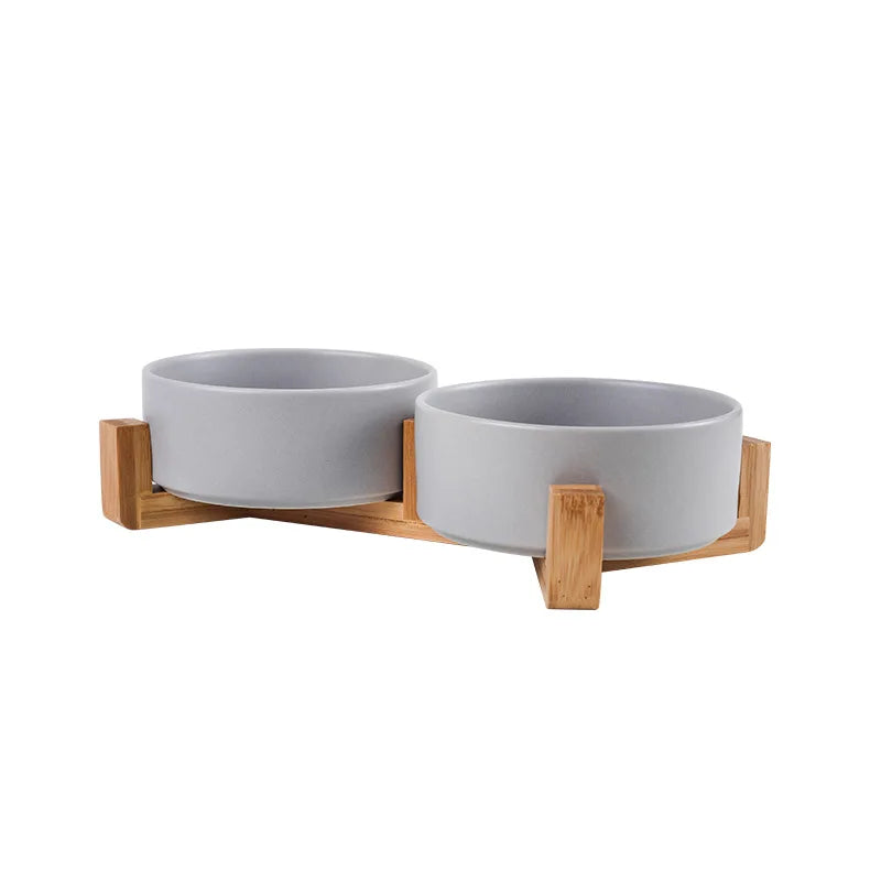 New Eco-Friendly Square Ceramic Wooden Frame Multi Colors Pet Cat Dog Bowl Wholesale
