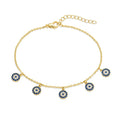 18K Gold Plated 925 Sterling Silver Eye Charm Bracelet Blue Cubic Zirconia Turkish Nazar Protection Jewelry for Women Gift