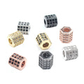 Wholesale 3pcs/Bag Brass Micro Pave CZ Zirconia Beads Hexagon Tube Shape Spacer Beads for DIY Jewelry Findings Components