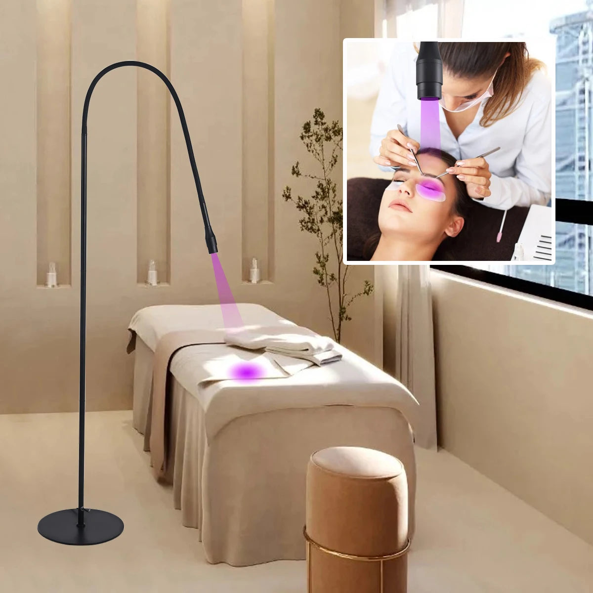2024 LED UV Eyelash Lamp Colloidal Curing Light With Foot Switch Floor Lamp UV Lash Nail Light for Beauty Salon Makeup