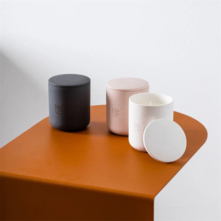 Hot Selling Handmade Ceramic Cylinder Candle Jars for Home Hotel Matte Empty Vessels for Wedding Valentine's Day Centerpieces