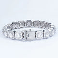 Fine Jewelry Hip Hop Luxury Big Diamond Moissanite square Shape Clustered Cuban Tennis Chain Bracelet Bangle 925 Silver for Men