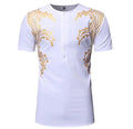 Wholesale Summer Clothing African Style Shirt Men's Totem Gold Stamping Printed Short Sleeve Tops