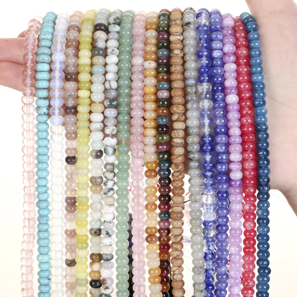 4x6mm Natural Rondelle Stone Abacus Shape Turquoise Amazonite Agate Loose Spacer Beads for Jewelry Making DIY Bracelets Necklace