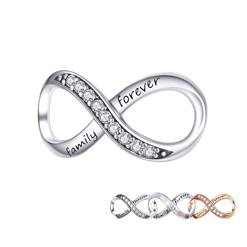 Factory Wholesale 925 Sterling Silver Forever Family Infinity Love Charms Bead Fit Original Bracelet Pendant Jewelry SCC1146