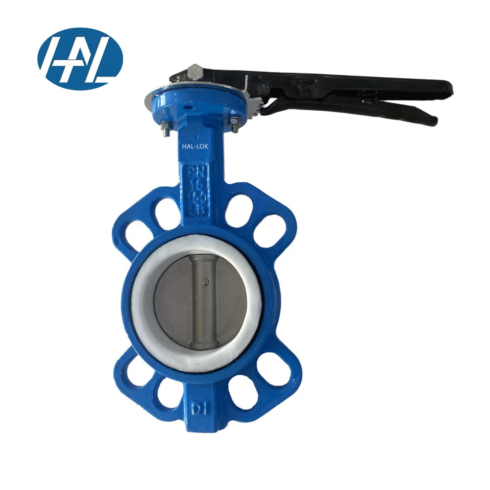 High Performance Chinese Stainless Steel 304 Pneumatic Butterfly Valve D71X Wafer Type Gas Control PTFE HAL-LOK Brand DN80