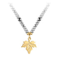 18K Gold Plated Stainless Steel Jewelry Natural Stone Beads Hematite Maple Leaf Pendant  Necklaces P223304