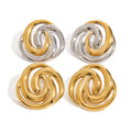 Women's Fashionable 18k Gold-Plated Stainless Steel Earrings Waterproof Geometric Two-Color Minimalist Classic Style Jewelry