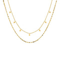 18k Gold Plated Rhombus Sequin Double Layers Chain Necklace Stainless Steel Layered Choker Necklace