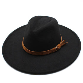 Wholesale Hot Sell Autumn Winter Hats Custom 9.5cm Big Wide Brim Fedora Hats for Women Men Fashion Dress
