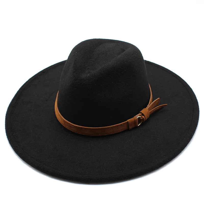 Wholesale Hot Sell Autumn Winter Hats Custom 9.5cm Big Wide Brim Fedora Hats for Women Men Fashion Dress