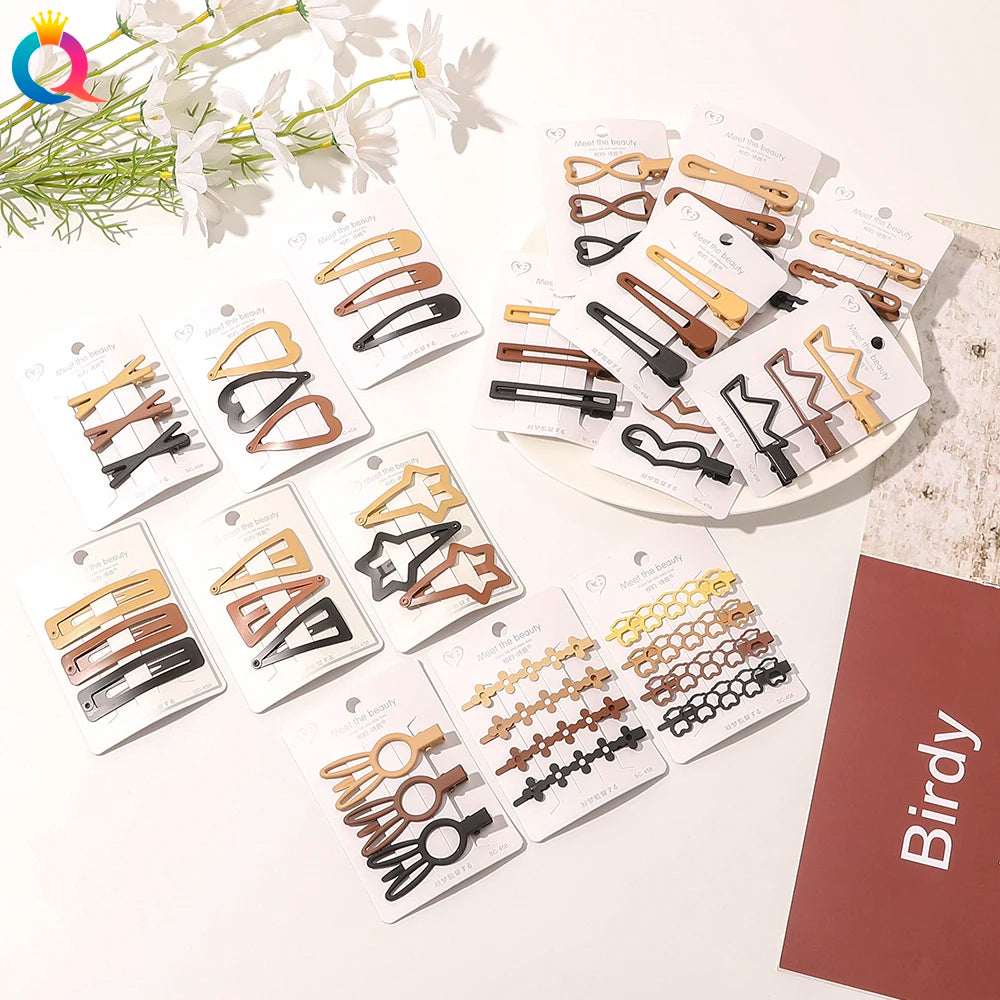 QIYUE Black Brown Color Hair Clip Hairgrip Set Various Shape Hair Clip
