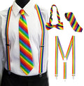 Adjustable Rainbow Bow Tie Set Men's Pride Day Decoration Suspenders Necktie Set with Pride Braces